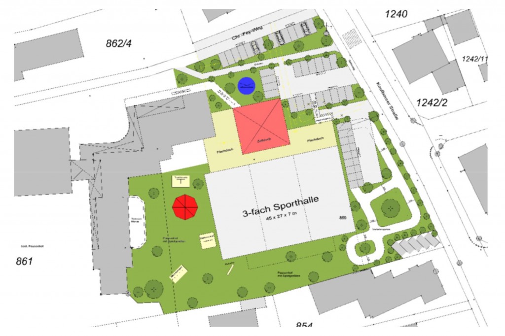 Dreifachturnhalle Bauplan